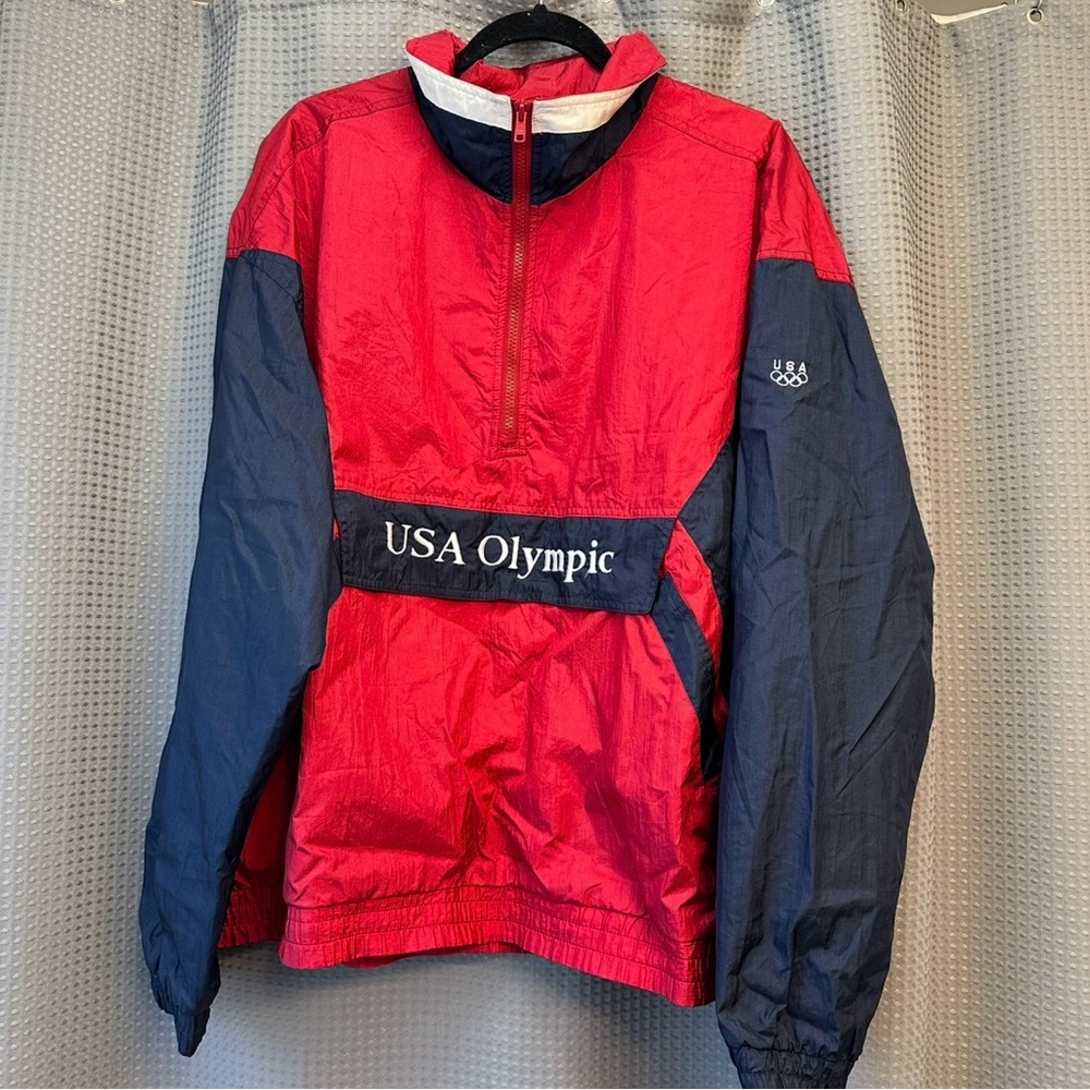 Vintage 90s JCPenney USA Olympics Pullover Quarter Zip Jacket Size XL